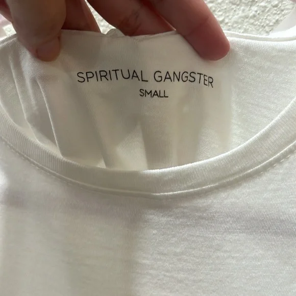 NWT Spiritual Gangster Jade Muscle Tank Top Be The Light Radiate Love White S - Picture 4 of 9
